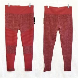 BSP Maroon Snakeskin Moto Leggings